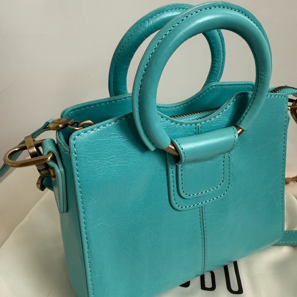 HOBO NWOT Heidi Mini Satchel Leather Handbag Tiffany Blue - Picture 4 of 12